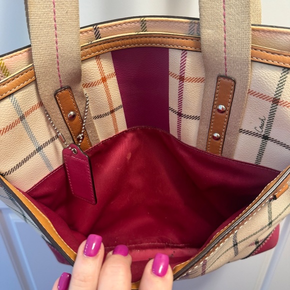Coach Heritage Stripe Tattersall Tote - Picture 9 of 9